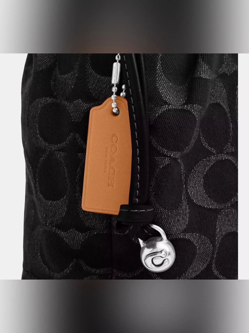 Coach Faye Mini Drawstring Bag, CCZ45, Black Denim, NWT